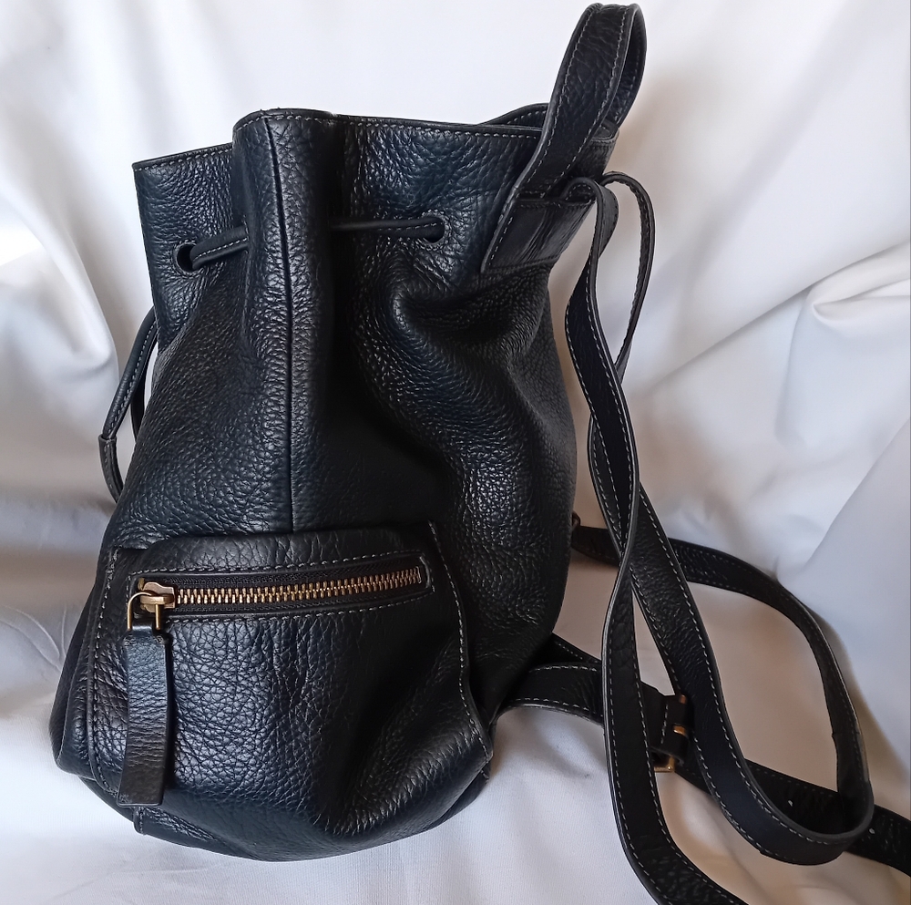 Fossil Black Leather Drawstring Backpack - Picture 5 of 16